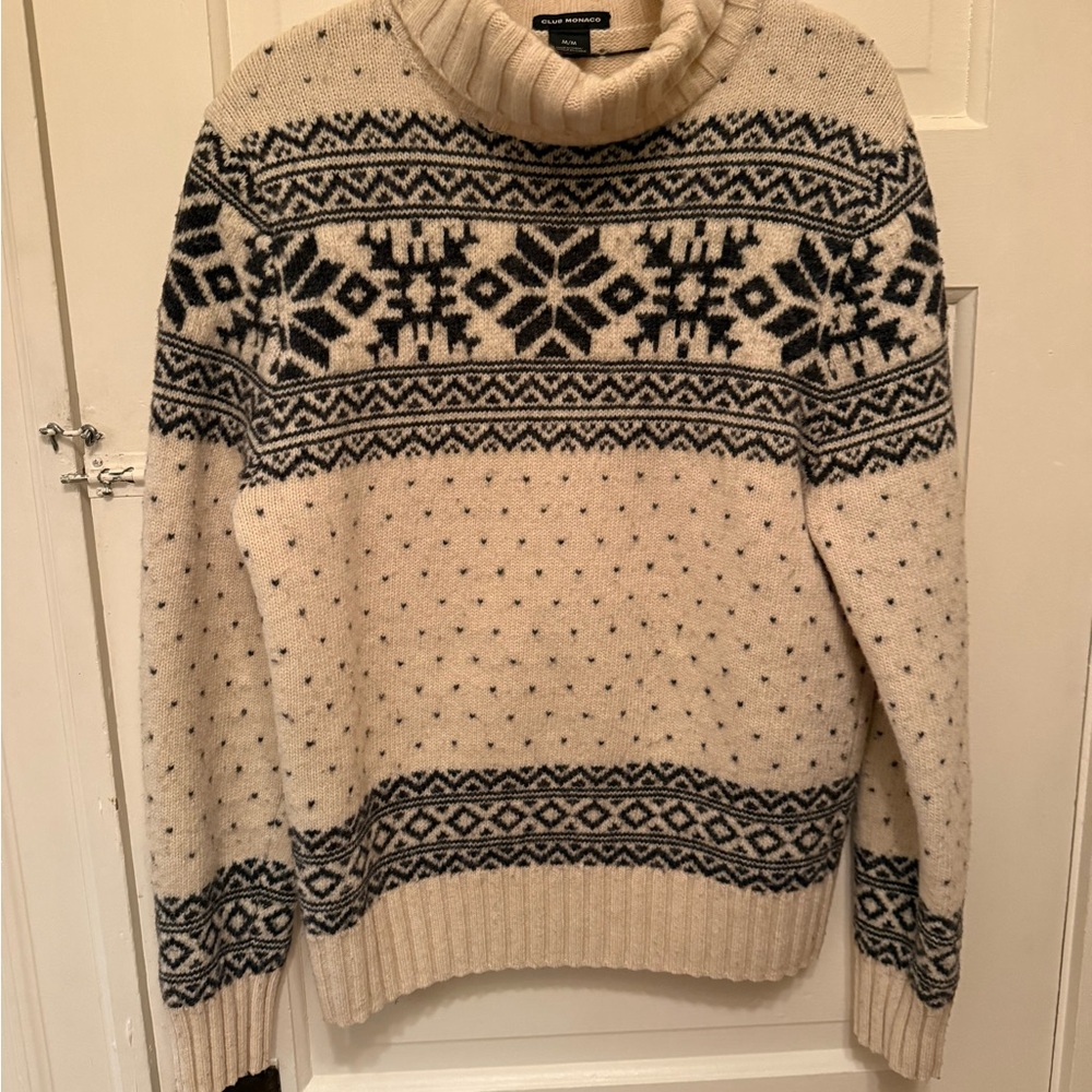 Club Monaco Turtleneck Sweater in Cream and Black